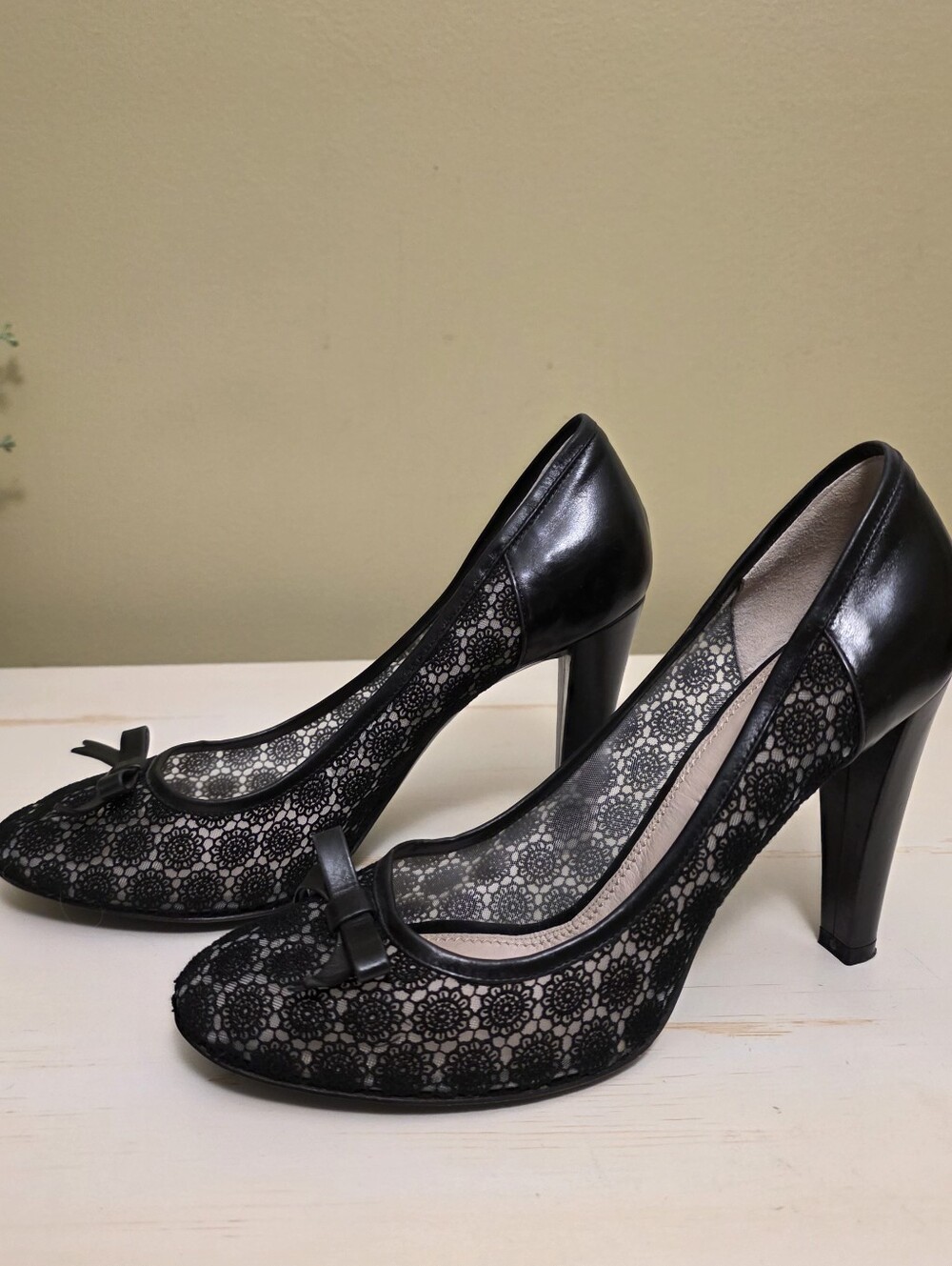 Viktor & Rolf | All Over Black Lace Leather Heels Sz 37 1/2